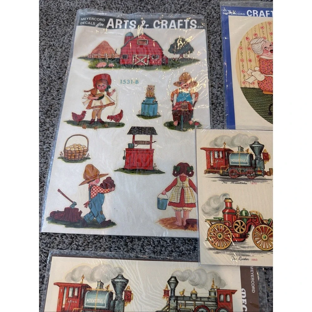 Vintage Meyercord Decals For Arts And Crafts Lot Of 7 Sheets 1960's